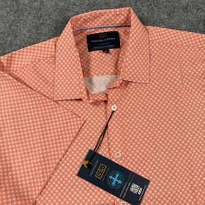 Nickel & Iron 4 Way Stretch Shirt Medium Coral Haze S/S Button Up‎ NWT Men's